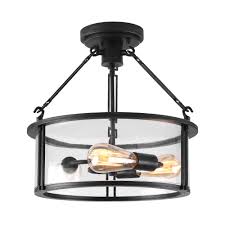 Perfect for the foyer, hall or powder room, it also looks. Industrial Semi Flush Mount Ceiling Light With Black Antique Brass Finish 3 Lights Buy Online In Aruba At Aruba Desertcart Com Productid 174780214