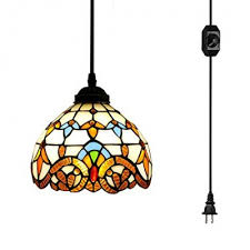 Stained Glass Bowl Pendant Lamp 1 Head Victorian Style Plug In Ceiling Light For Balcony Takeluckhome Com