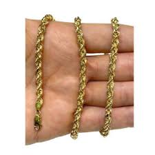 4.5 out of 5 stars. 14k Solid Yellow Gold Rope Chain Necklace Men S Women 5 0mm Sz 22 Inch Ebay