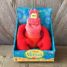 Vintage Little Mermaid Sebastian Crab Plush Toy Vintage Stuffed Animal Disney Ariel Mermaid Mattel Plushies Little Mermaid Sebastian The Little Mermaid Disney Ariel