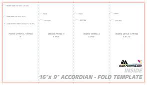 A z fold brochure is created when 3 panels of equal width are folded in opposite directions to create a z like appearance. Maui Printing Company Serving All Hawaii Buy Online 16 X 9 Accordian Fold Brochure Template