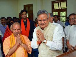 Ram mandir is not an electoral topic. Chhattisgarh Cm Raman Singh Touches Up Cm Adityanath S Feet Before Filing Nomination Raipur News Times Of India