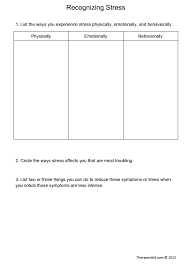 Recognizing Stress Worksheet Therapist Aid Therapy Worksheets Stress Management Activities Stress