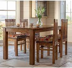 Woodwingss Bayne Solid Wood Four Seater Dining Table Set Finish Teak Amazon In Home In 2020 Four Seater Dining Table Solid Wood Dining Table Small Dining Table