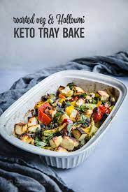 Low Carb Roasted Vegetable Halloumi Tray Bake Ketodiet Blog Roasted Vegetables Halloumi Full Meal Recipes