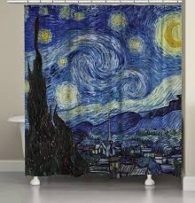 The Starry Night Fabric Shower Curtain By Vincent Van Gogh Starry Night Van Gogh Gogh The Starry Night Starry Night