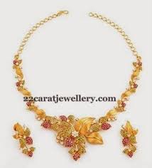 Floral Pink Stone Delicate Necklace Gold Necklace Designs Delicate Gold Necklace Bridal Gold Jewellery
