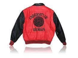 Rare 80s Uga Bulldogs Leather Jacket Embroidered With Patch Etsy Jackets Zipped Leather Jacket Leather Jacket