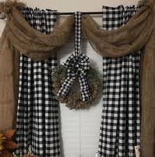 Black And White Buffalo Check Curtains 96 Inches I Made This Burlap Swag To Hang Over My Buffalo Plaid Curtains I Made The Ruffle Burlap Wreath Buffalo Plaid Curtains Plaid Curtains Farmhouse Style Curtains