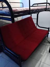 Twin over futon bunk bed, habitrio metal structure twin over full size bed frame w/ 2 side ladders, safe guardrail, convertible futon sofa to full size bed, furniture for kids, teens bedroom (red) $379.99 $ 379. Double Deck Bed Bunk Bed Convertible To Sofa Bed Sofa Bed Furniture Home Living Furniture Bed Frames Mattresses On Carousell
