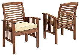 Wood adirondack patio chair bench with center coffee table perfect for lounging and. Acacia Wood Outdoor Patio Chairs With Cushions Set Of 2 Transitional Outdoor Lounge Chairs By Walker Edison Houzz