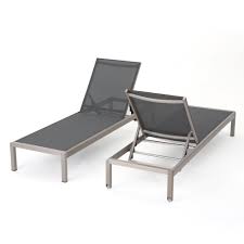 2 Piece Gray Contemporary Aluminum Outdoor Furniture Patio Chaise Lounger Set In 2020 Aluminium Outdoor Furniture Lounge Chair Outdoor Patio Chaise