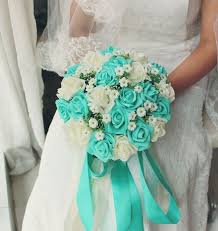 Turquoise Green White Wedding Bouquet Turquoise Flowers Turquoise Wedding Bouquets Turquoise Wedding Wedding Bouquet Fake Flowers