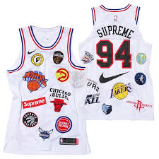 Maillot Nba Supreme X Nike No 94 Logo Blanc 2018 Replica En 2020 Nba Maillot Maillot De Basket Maillot Enfant