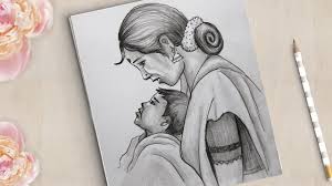 Mother's day is coming up! How To Draw Mother And Child Very Easy Traditional Mother Drawing Mother S Love Drawing Youtube