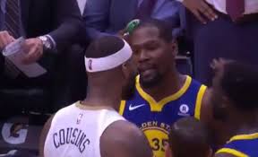 Warriors forward kevin durant, who suffered a strained right calf in game 5 of the western conference semifinals against the houston rockets on. Report Security Had To Separate Kevin Durant Demarcus Cousins After Ejections