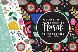 This bundle includes 16 patterns: Geometric Floral Patterns Pre Designed Illustrator Graphics Creative Market