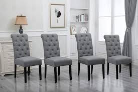 Kitchen & dining room chairs on sale. Amazon Com Homesailing Comfortable Kitchen Dining Room Chairs Only Set Of 4 Grey Fabric Upholstered High Back Armless Chairs Side Chairs For Bedroom Living Room Padded Chairs Wood Black Legs Chairs Gray