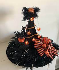 Light Up Decorated Witch Hat Etsy Pumpkin Lights Witch Hat Crafts