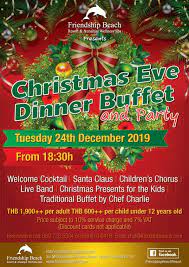 The dates for events during december are limited, so get your merry on early, and send out invitations before calendars are as full as a christmas morning stocking. Christmas Eve Buffet Party Friendship Beach Resort