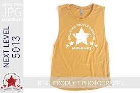 Download Muscle Tank Shirt Mockup Jpg Next Level Flat Lay 5013 Gold 707511 Clothing Design Bundles