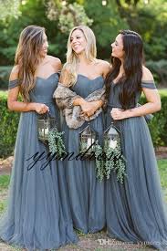 2019 Blue Bridesmaid Dresses Off The Shoulder Country Wedding Guest Dress Plus Size Brid Fall Bridesmaid Dresses Tulle Bridesmaid Dress Long Bridesmaid Dresses