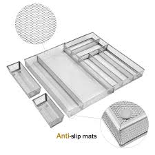 Cutlery edge guards 10 items. Sungpunet 7 2 Separate Compartments With Mesh Slip Mats Kitchen Cutlery Trays Covered Storage Drawer Organizer Kitchen Utensils Kitchen Utensils Trayexpandable Racks Holders Home Garden Store Cate Org