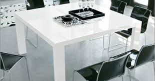 Modern Square Dining Table In Glossy White White Dining Table Modern Modern Square Dining Table Square Dining Room Table