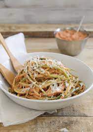 Zucchini Noodles With Creamy Roasted Tomato Basil Sauce Recipe Recipes Cooking Recipes Vegetarian Recipes
