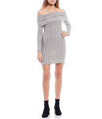 Xtraordinary Long Sleeve Off The Shoulder Fuzzy Knit Dress Dillard S