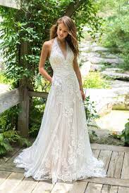 Lillian West Boho Chic And Romantic Wedding Gowns Lillian West Wedding Dress Halter Top Wedding Dress Aline Wedding Dress