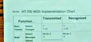 Details About Original Casio Midi Implementation Chart Sheet For Ht 700 Digital Keyboard