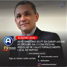 No dia 13 de setembro, o novo diretório do Partido dos Trabalhadores (PT)  em Gurupi será empossado em uma cerimônia que ocorrerá na Câmara Municipal  da cidade. O diretório terá à frente
