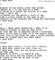 Country Southern And Bluegrass Gospel Song I Have Hope Lyrics
