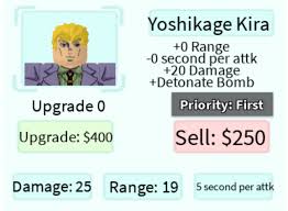 Here are some of the most useful units you want to use when playing warpath! Yoshaga Kiryu Yoshikage Kira Roblox All Star Tower Defense Wiki Fandom