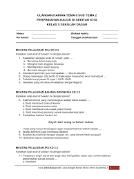 Soal ipa kelas 5 tema 6 sub tema 2 semester 2. Ulangan Harian Kelas 5 Tema 6 Subtema 2 Unlocked