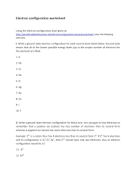 Electron Configuration Worksheet