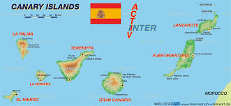 The canary islands are a cluster of islands off the african coast, in the atlantic ocean, and form a part of spanish kingdom. Map Of Canary Islands Region In Spain Welt Atlas De