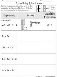 Combining Like Terms Equivalent Expressions Using Algebra Tile Models Like Terms Algebraic Expressions Combining Like Terms