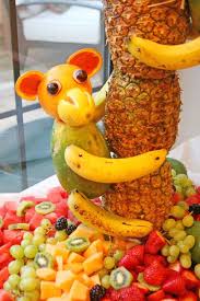 Take a pineapple and carve out small, oval shapes on three sides of the fruit. Luau Party Ideas Aloha Dreams