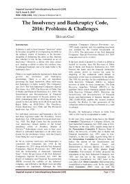 Check spelling or type a new query. Pdf The Insolvency And Bankruptcy Code 2016 Problems Challenges