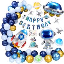 We offer products geared specifically to several popular ideas, but there are many other possibilities for you to build yourself. Amazon Com Xddias Space Theme Birthday Party Decorations For Boys Party Supplies With Latex Balloons Astronauts Rockets Foil Balloon With Happy Birthday Banner Outerspace Sticker And Cake Topper Toys Games