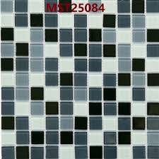 Gạch Mosaic Thủy Tinh Trộn 3 Màu Đen Ghi Trắng MST25084