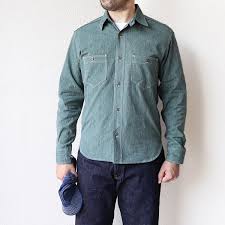 The Rite Stuff Atlas Salt Pepper Work Shirt 1930s Style Work Shirt Selvedge Chambray Green Made In Japan