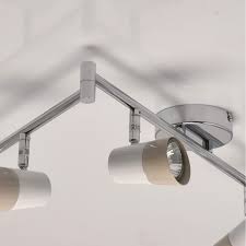 Sie montieren die lampen entweder direkt an der decke oder an exponierten stellen der wände. Deckenstrahler Chrom Lampenschirm Weiss Grau 6 Flammig Gu10 92 00