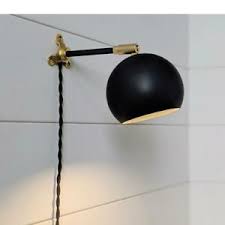 Black Wall Light Solid Brass Bedside Lamp Soft Wired Sconce Plug In Wall Ebay