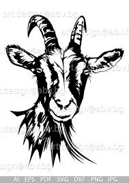 Black And White Goat Vector Vector Goat Ai Png Eps Pdf Svg Dxf Jpg Download Etsy Goats Art Svg