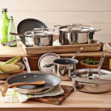 All Clad D5 Stainless Steel Nonstick 10 Piece Cookware Set Williamssonoma Induction Cookware Cookware Set Grey Kitchen Designs