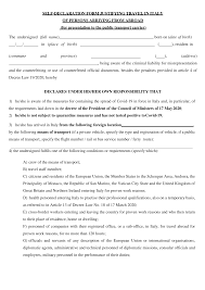 Copy this public health travel declaration form template and let travelers fill . Https Www Airarabia Com Sites Airarabia Files User Upload Italy Self Declaration Form Pdf