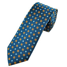 It reminds me of all bright things, and screaming for attention. Tresanti Reale Navy Blue And Orange Flower Circle Pattern Men S Silk Designer Tie From Ties Planet Uk